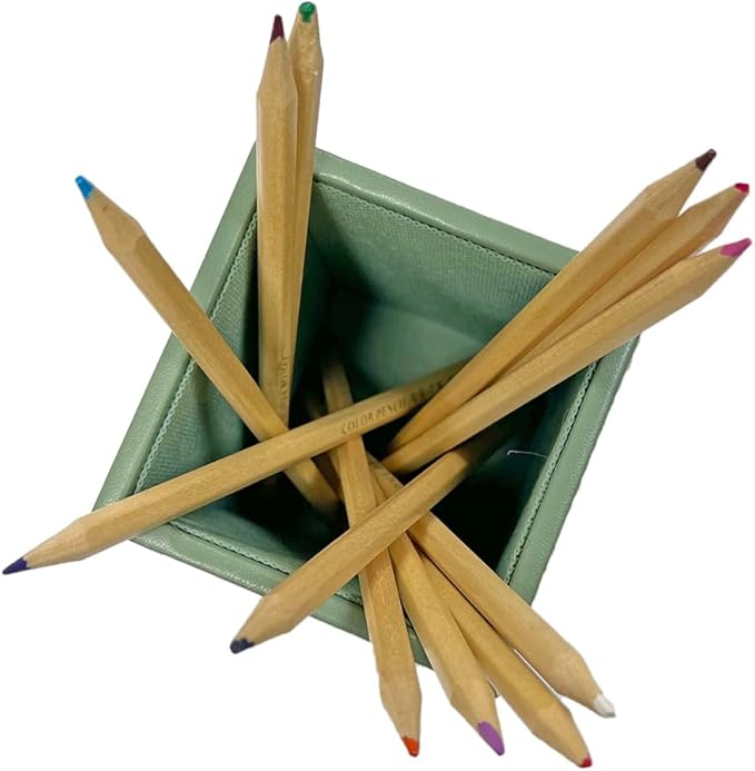 Gray - green Simple Leather Pen Holder: A Premium Choice for Desk Stationery Organization
