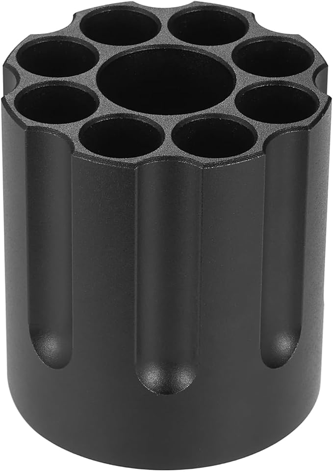 Rotating-Style Multi-Hole Pen Holder | 12-Slot Round Desk Organizer | Anti-Slip Matte Black Stationery Stand