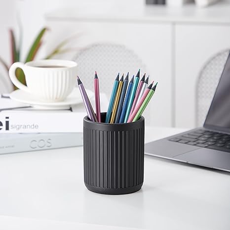 Black Vertical - striped Simple Pen Holder: Essential for Modern - style Desk Organization