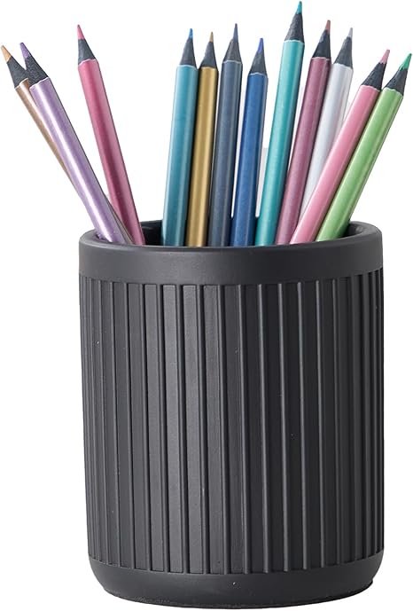 Black Vertical - striped Simple Pen Holder: Essential for Modern - style Desk Organization