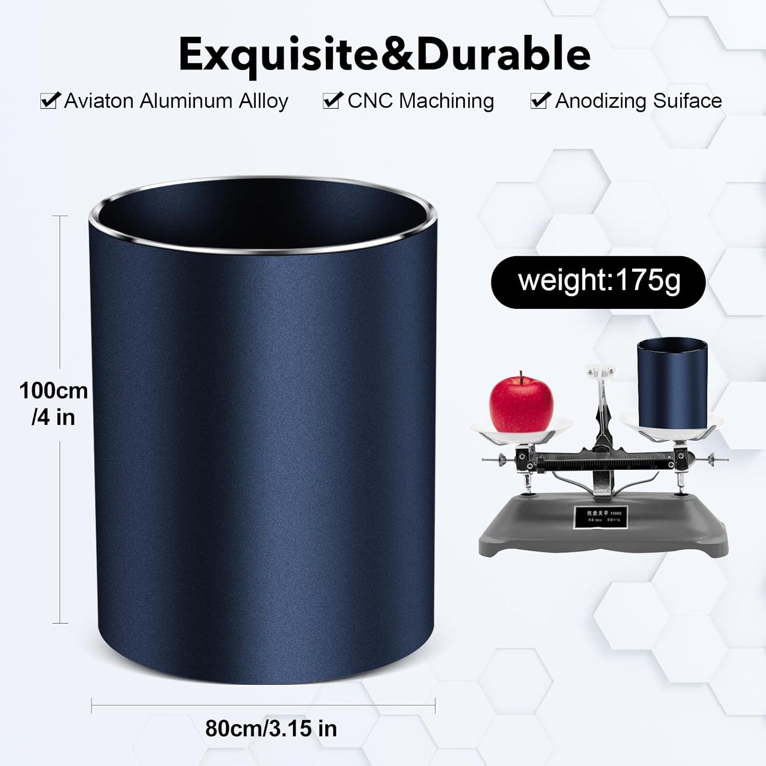Dark Blue Aviation Aluminum Exquisite and Durable Pen Holder: A New Favorite for Modern Office