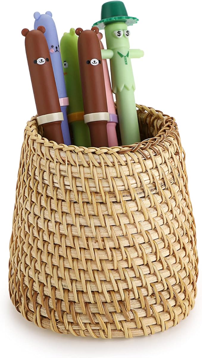 Straw - woven Texture Simple Pen Holder: A Great Natural - style Desk Organizer