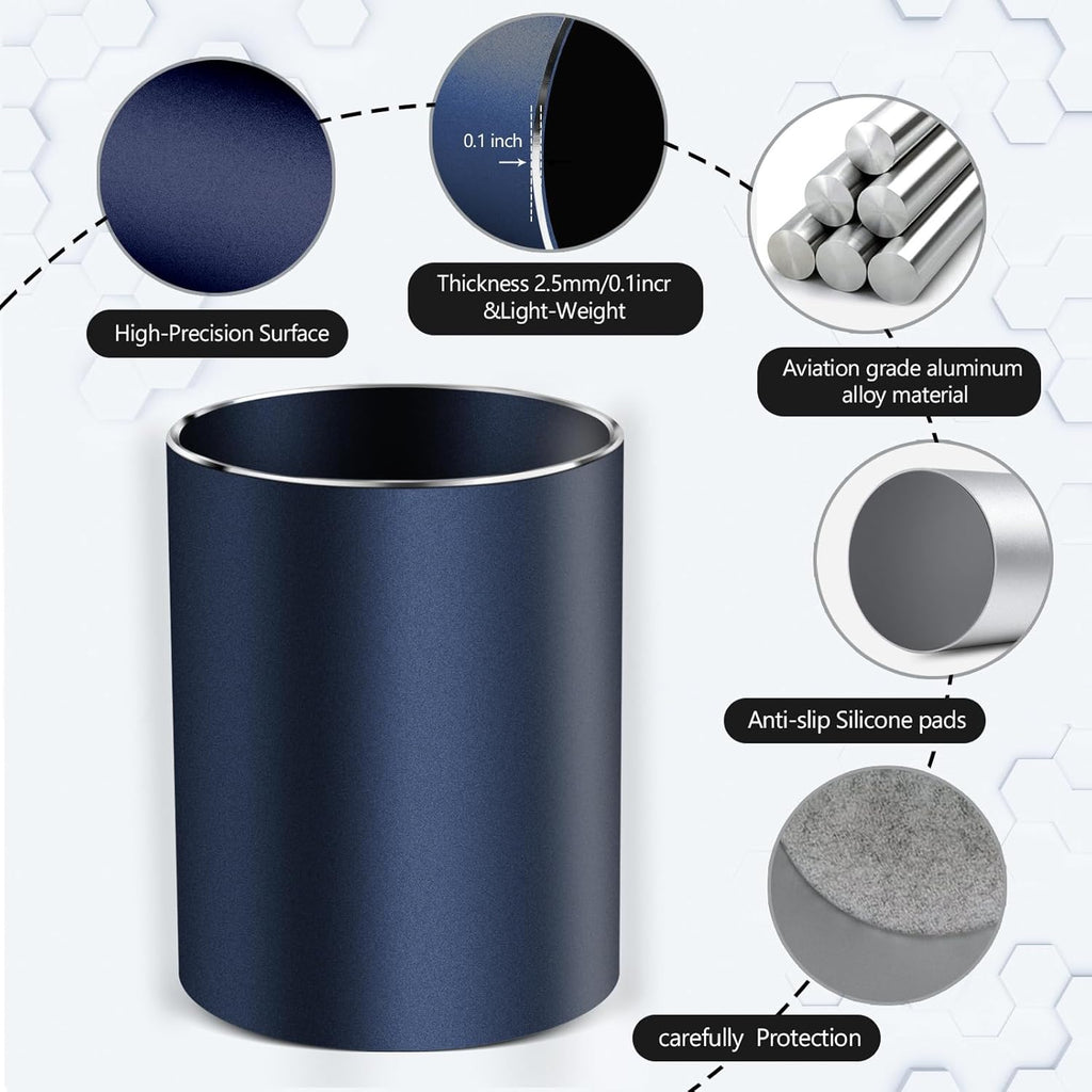 Dark Blue Aviation Aluminum Exquisite and Durable Pen Holder: A New Favorite for Modern Office