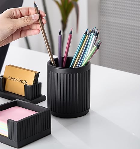 Black Vertical - striped Simple Pen Holder: Essential for Modern - style Desk Organization