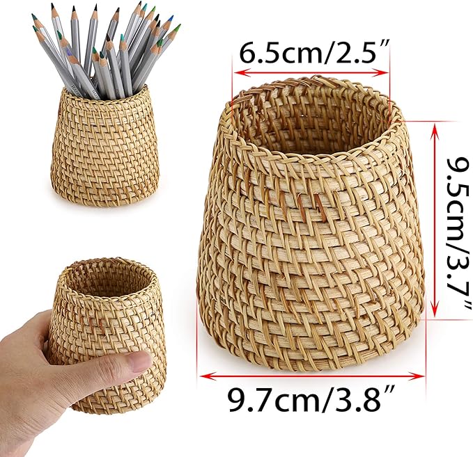 Straw - woven Texture Simple Pen Holder: A Great Natural - style Desk Organizer