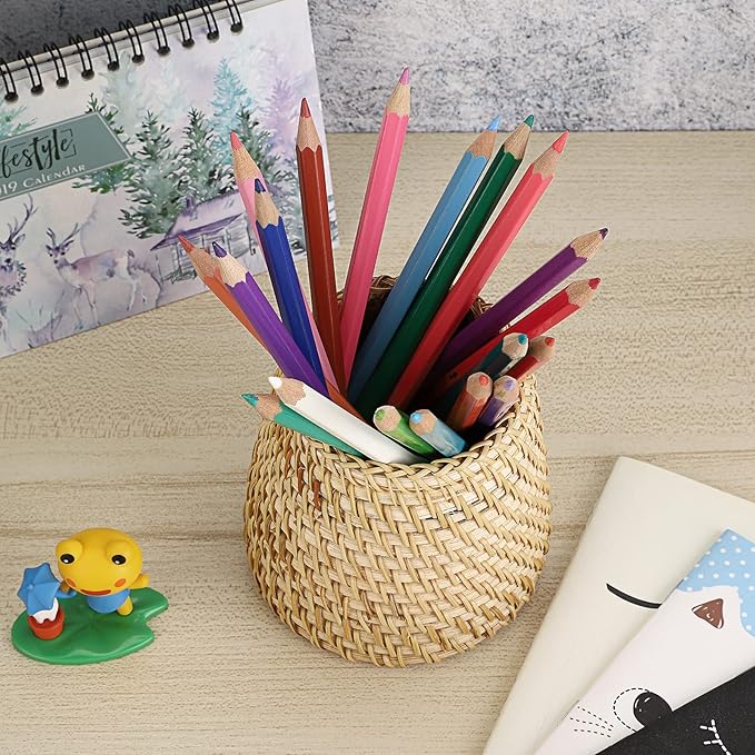 Straw - woven Texture Simple Pen Holder: A Great Natural - style Desk Organizer